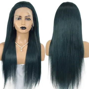 Cheap Price dark green straight human hair wig lace front wigs ombre green middle part lace front dark green wigs