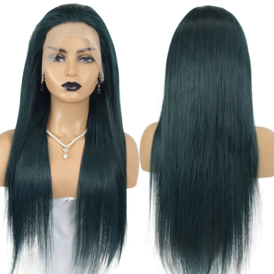 Cheap Price dark green straight human hair wig lace front wigs ombre green middle part lace front dark green wigs