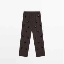 Women's casual lazy and relaxed floral sequins with a hanging effect casual pants