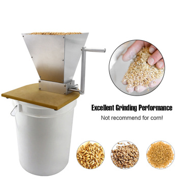 VIP Stainless Steel 2 Roller Malt Mill Crusher Home Brewing Grain Crusher Manual Adjustable Barley Grinder With Wooden Base