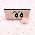 Hotsale custom big eyes pompon cute pencil case