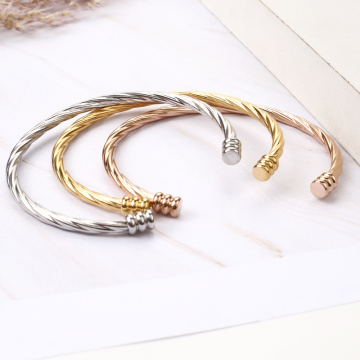 Vòng đeo tay vòng xoắn bằng thép không gỉ thời trang chất lượng cao của phụ nữ