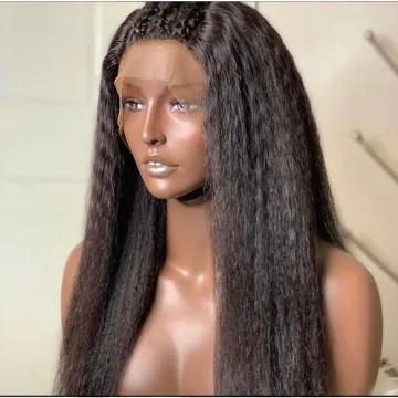 Transparent Hd Full Lace Front Human Hair Wig Cheap Kinky Straight Raw Peruvian Virgin Yaki Human Hair Lace Frontal Wig Vendor