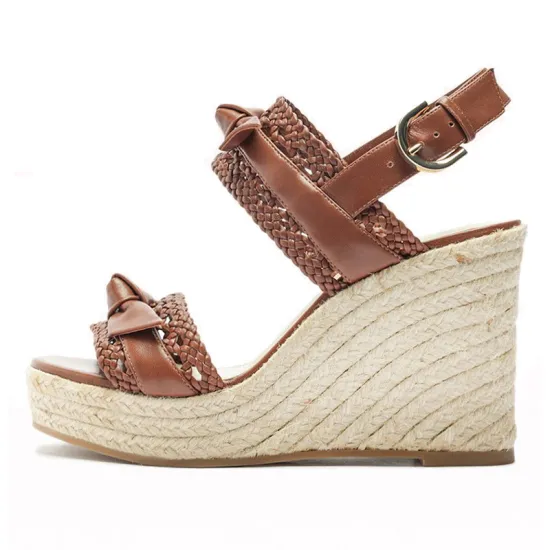 Elegant High Heel Woven Wedge Sandals
