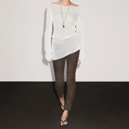 Women's suede leather leggings