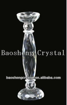 nice Faceted Crystal Glass Pillar Candle Holder for table (BS-CH0010)