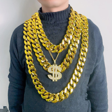 Men's Hip Hop Gold Acrylic Chunky Chain Necklace: Oversized Plastic Link Jewelry