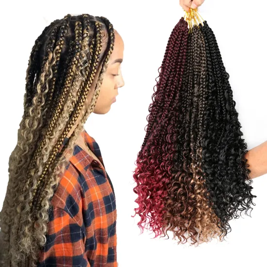 Crochet Hair river Box Braids goddess faux nu locs 18Inch Ombre Synthetic Hair Braid curly river box Braiding Hair Extensions
