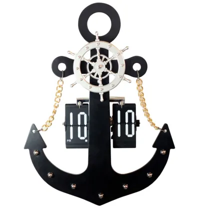 Anchor flip clock big wall clock wooden wall clock