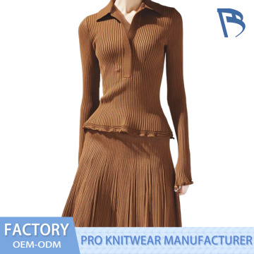 Gaya Kolej Brown Knitted Dua Piece Set