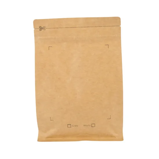 Biodegradable flat bottom coffee bag kraft paper packaging bag