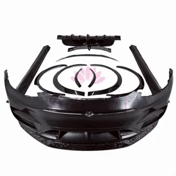 For Model Y S style PP plastic front bumper dry carbon fiber side skirts LED lights rear diffuser rear spoiler body kit