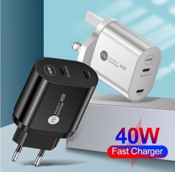 40W Dual USB-C PD Super Fast Charger for iPhone 13/12 Pro Max