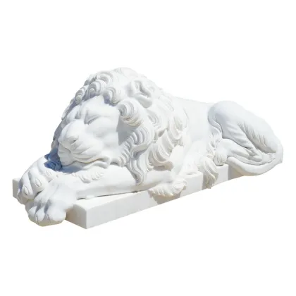 Luxury White Marble Lion Statue Royal Guardian Sculpture