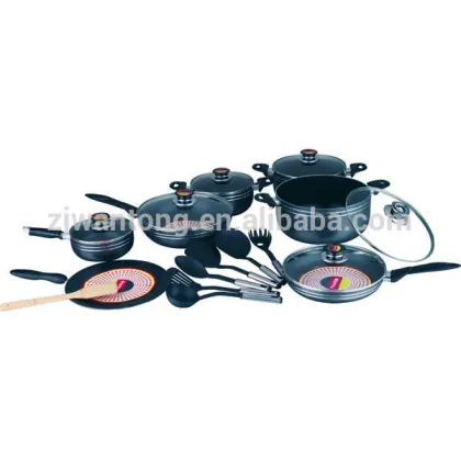 Aluminum 19pcs cookware set with power coating,tawa,