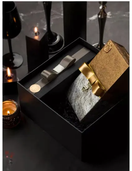Gold Art Paper Box With Ribbon