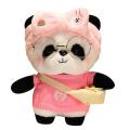 Lindo animal de peluche de panda rosa con gafas