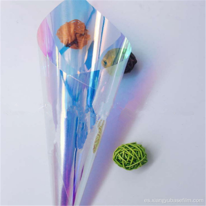 Película de embalaje de PET flexible arco iris iridiscente azul frío
