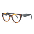 Diseño de mosaico lujoso de alta calidad Cat's Eye Acetate Marco óptico Gafas Triangle para hombres Mujeres