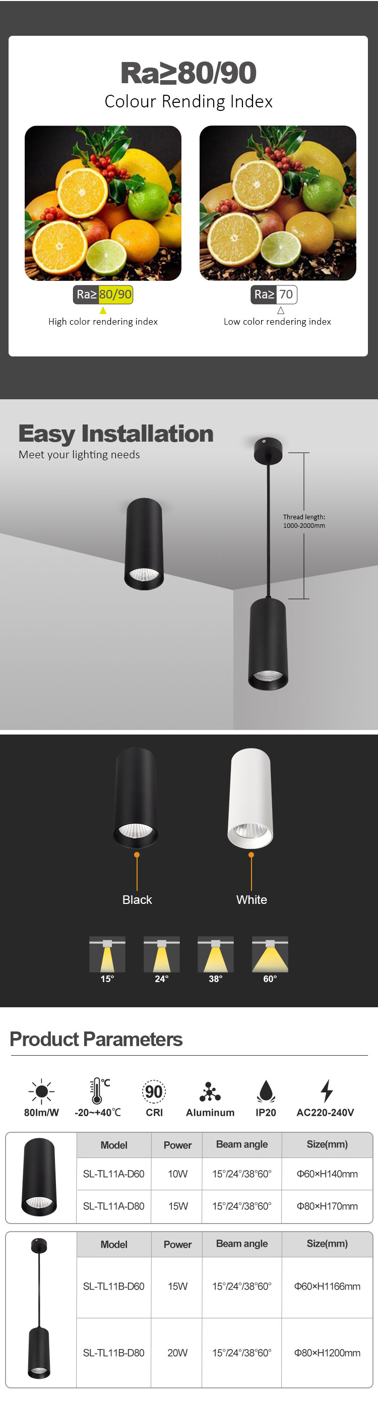 surface mounted hanging downlight