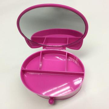 Plastic jewelry storage box with mirror