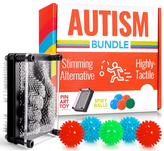 Highly Tactile Sensory Toys Bundle for Autistic Children: Calming Pin Art & Spiky Balls for Enhanced Sensory Stimulation