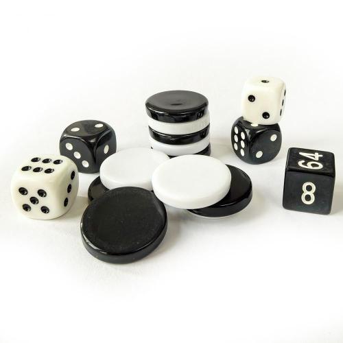 Replacement Set of Stones & Cubes for Backgammon Game