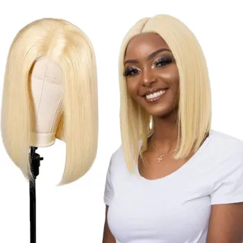 Wholesale short 5x5 lace closure frontal 613 blonde bob wigs vendor for black women natural virgin human hair lace front bob wig