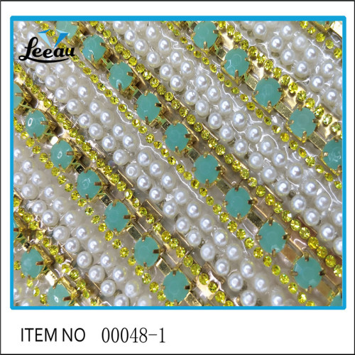 Partihandeln Iron Rhinestone Pearl Chain Sheet