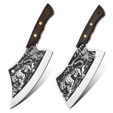 Tang Tang Falle Fabriqué à la main Tiger Meat Cleaver Kitchen Couteau avec gaine de couverture
