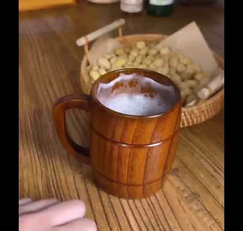 Natural Pattern Wooden Mugs with Ergonomic Handles