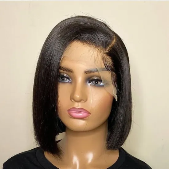 Wholesale Raw Remy Mink Brazilian Straight Virgin Cuticle Aligned Lace Front 10 Short Bob 100% Human Hair Wigs For Black Women
