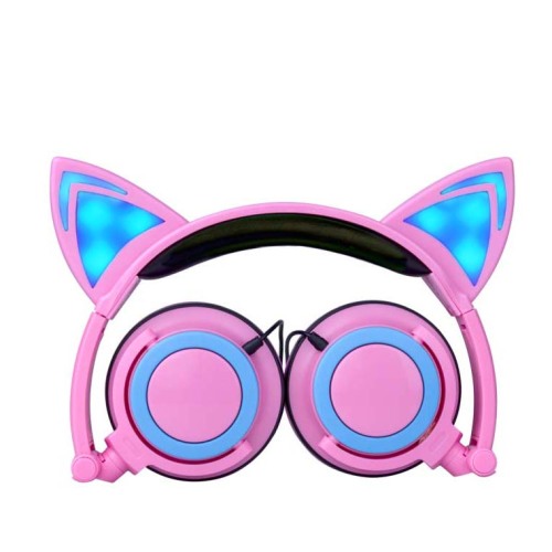 Headphone musik stereo kabel telinga kucing yang populer