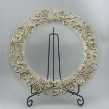 13 inch Glass Charger Plate With Gold Rim