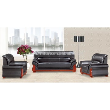 Leather sofa furniture set office sofa design with wood base IG047W