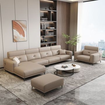 Italian Simple Leather Corner Royal Sofa