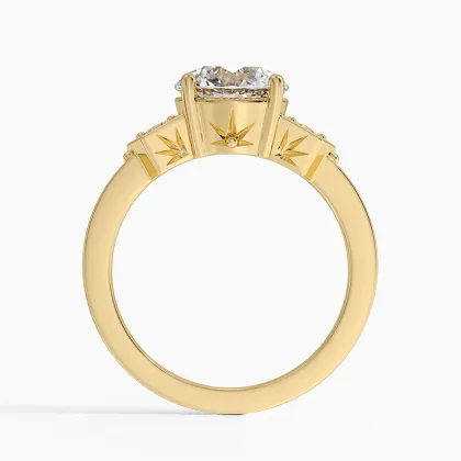 18K Round Lab Diamond Ring Vintage Custom | FLORAL JEWELRY