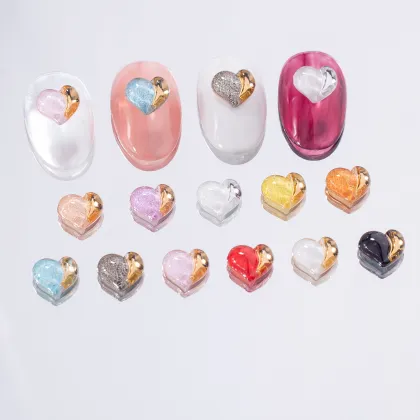 Two Tone Purple Peach Resin Diamond Nail Accessories