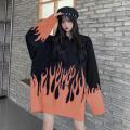 Women's Long Sleeve Flame Oversized Sweater