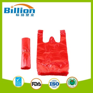 7" Red Color Vest Shopping Carrier Plastic Bags