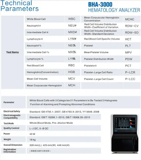 Hot sale 3-part 23 parameters hematology analyzer