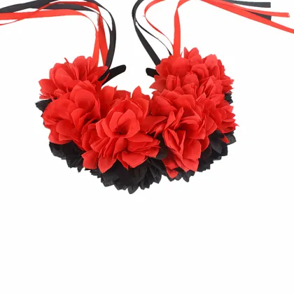 Halloween Christmas Carnival Rose Flower Long Ribbon Headband Beauty Headband Flower Pride Rainbow Headband" 

Given the request, a suitable focused title could be:

"Rose Flower Long Ribbon Headband - Beauty Headband for Festivals and Celebrations" 

Thi