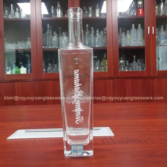 Antique Super Flint Custom Square Shaped Glass 375 ml Wine Bottle