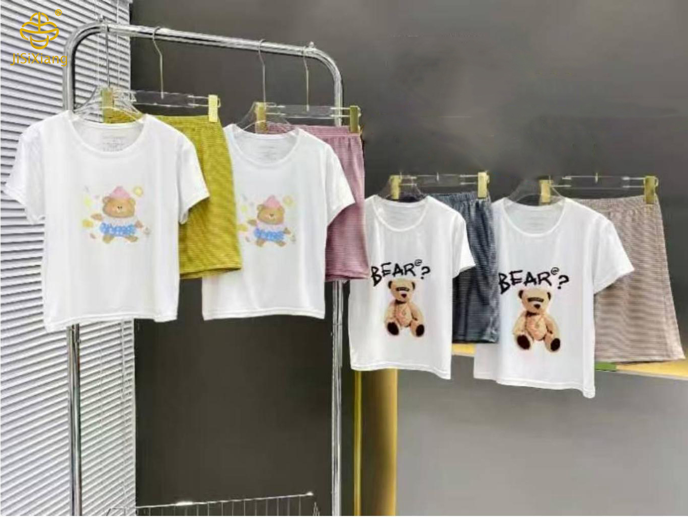 漫画子供用クマプリント半袖Tシャツセット