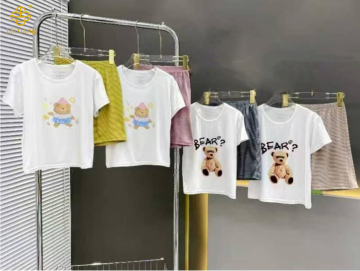 Cartoon Children's Bear Printed Short Sleeve T-shirt Set