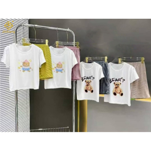 漫画子供用クマプリント半袖Tシャツセット
