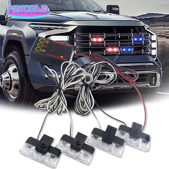Wireless Remote Control LED Grille Lights for Cars - 12V, Red & Blue