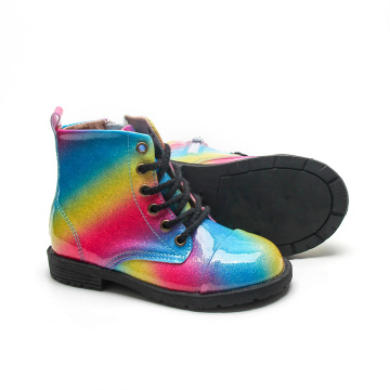 Rainbow Fashion Blitter Патентные кожаные сапоги