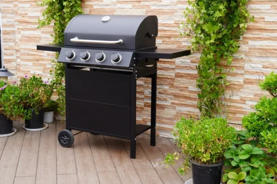 Wholesale Outdoor 4 Burner Gas Grill Commercial Propane Barbecue Cooking Grill with Wheels and Storage