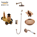 European Antique Rose Gold Concealed Shower Set